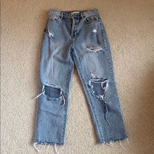 pacsun high rise straight jeans, light wash